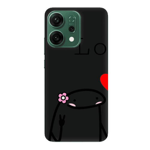 Oppo RENO 14 Love 1 Black Colored Silicone TPU Θήκη